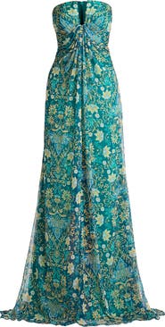 Tadashi Shoji Floral Strapless Gown