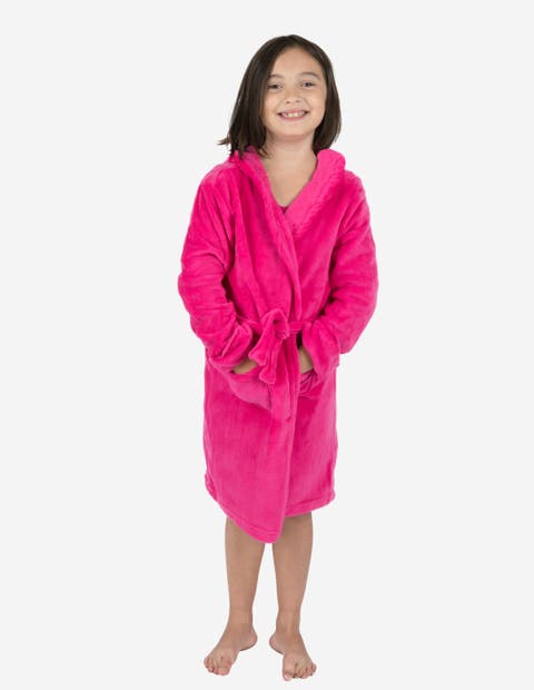 Kids Fleece Robe, Shawl Collar, Solid Colors