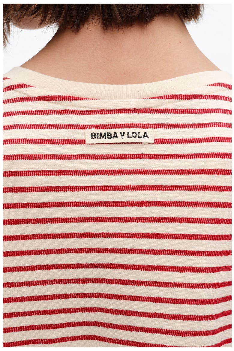 Cotton T-Shirt with Corset Detail, Alternate, color, RED