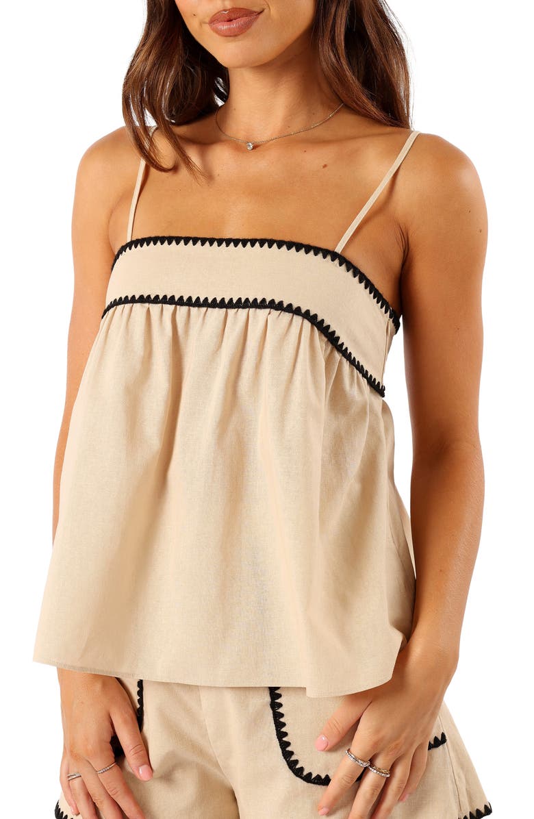 Petal & Pup Lila Rickrack Cotton Camisole & Shorts Set, Alternate, color, Cream Black