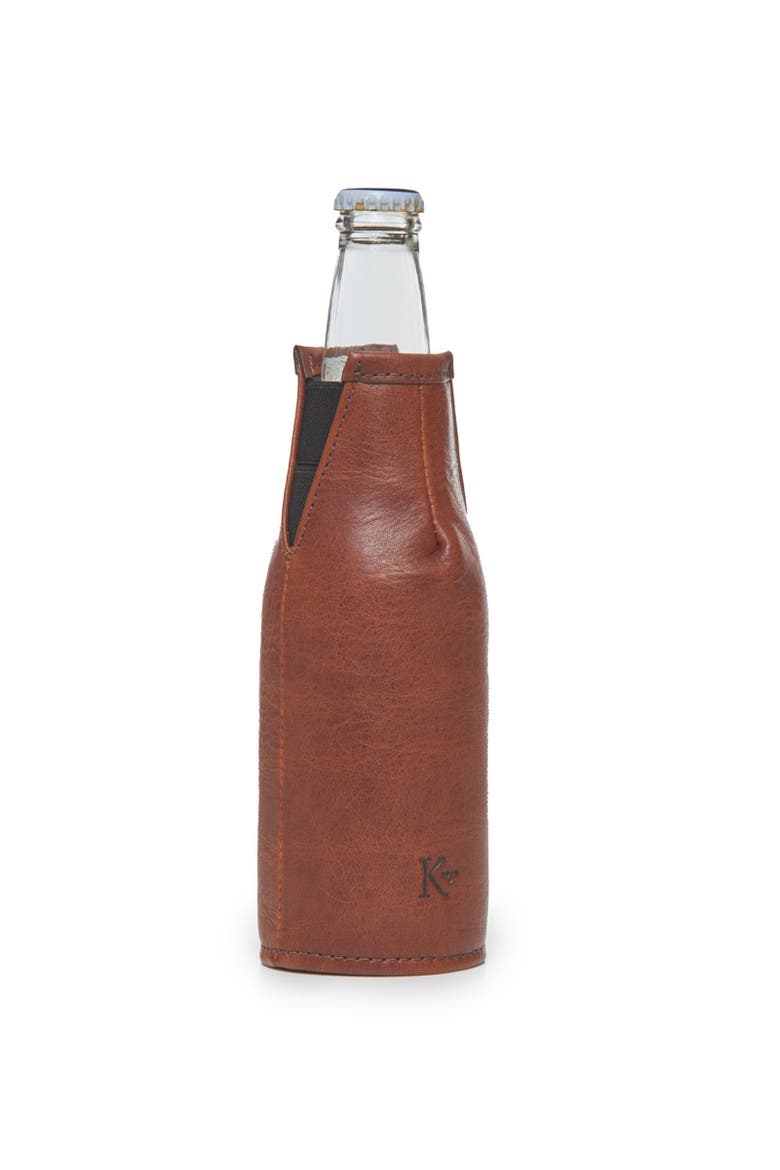Dale Leather Beverage Coozie, Alternate, color, Chocolate