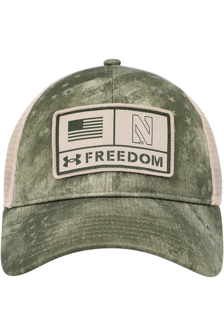Men's Under Armour Camo Northwestern Wildcats Sideline Blitzing Trucker Performance Adjustable Hat, Alternate, color, Camo