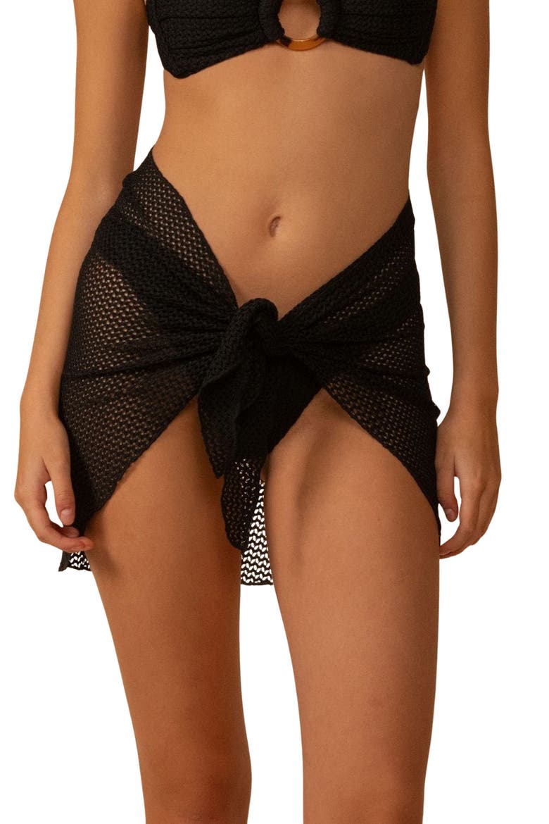 Sheer Cover-Up Sarong, Main, color, BLACK CROCHET