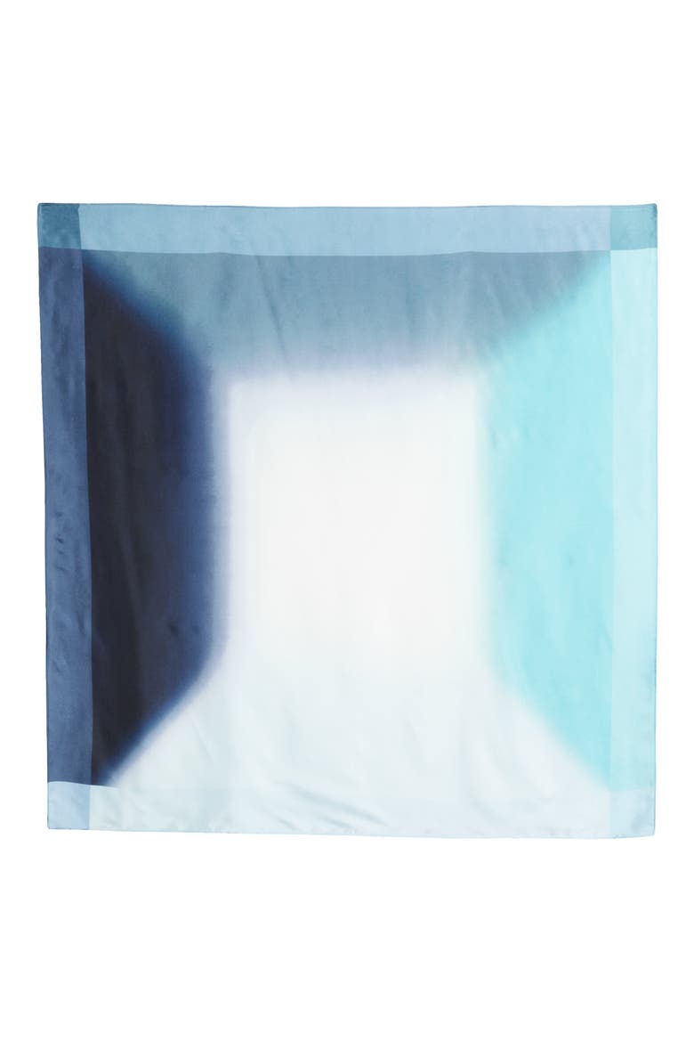 Gradient Print Silk Square Scarf, Alternate, color, BLUE BURST
