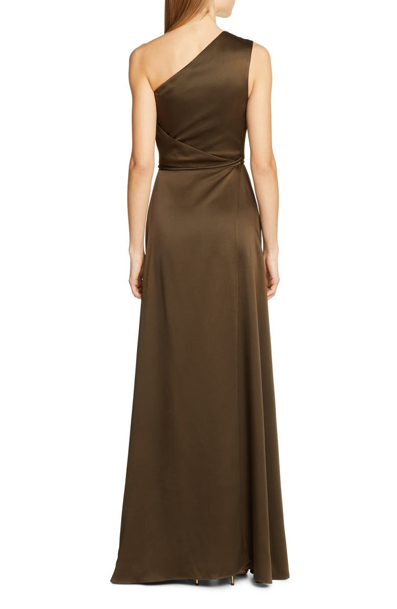Rosetta Getty One-Shoulder Satin Wrap Evening Gown, Alternate, color, 