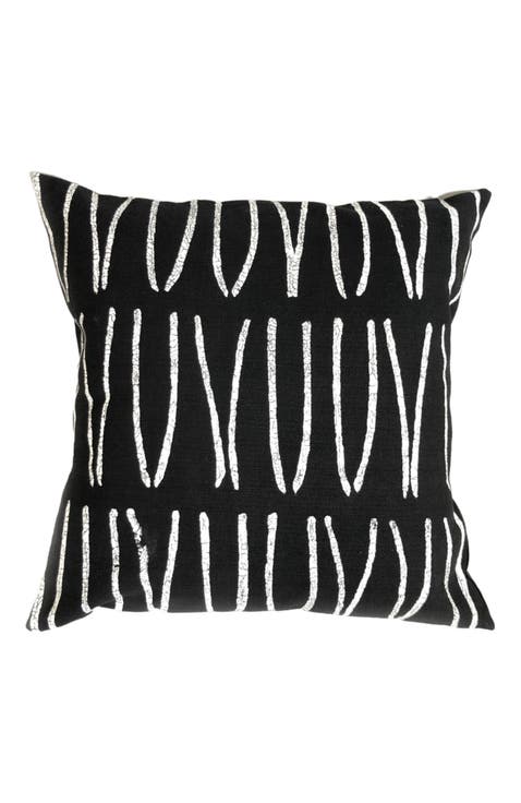 Sadza Lines Pillow Cover - Ebony Black 18'