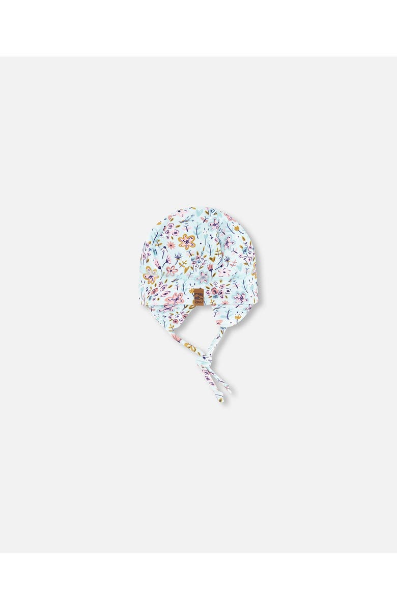 Deux par Deux Baby Mid-Season One-Piece Mini Flower Print Outerwear with Hat, Alternate, color, Blue Mini Flower Print