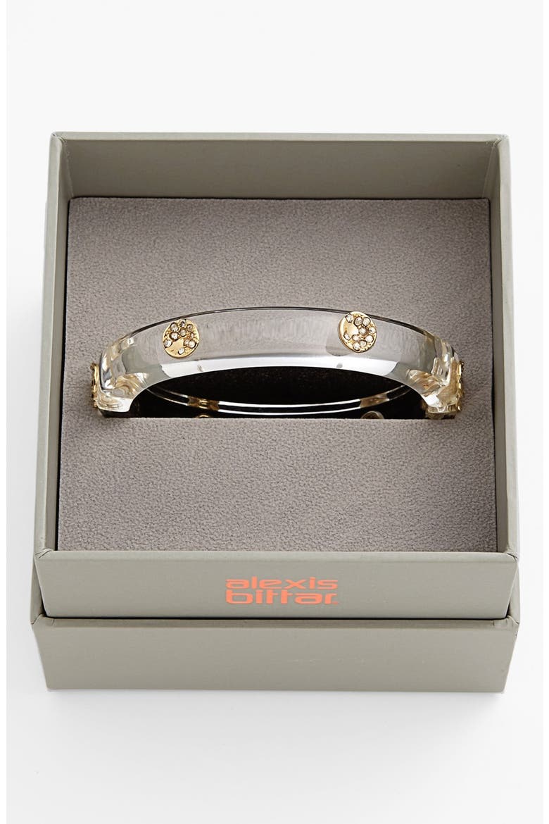 'Lucite®' Hinged Bangle Bracelet, Alternate, color, CLEAR/ GOLD