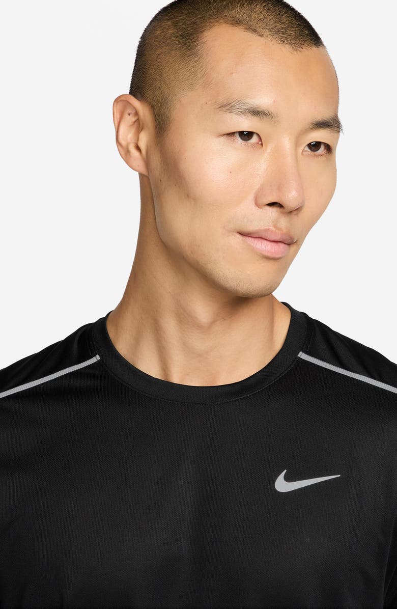 Nike Miler Dri-FIT UV Short Sleeve Running Top, Alternate, color, Black/ Reflective Silver