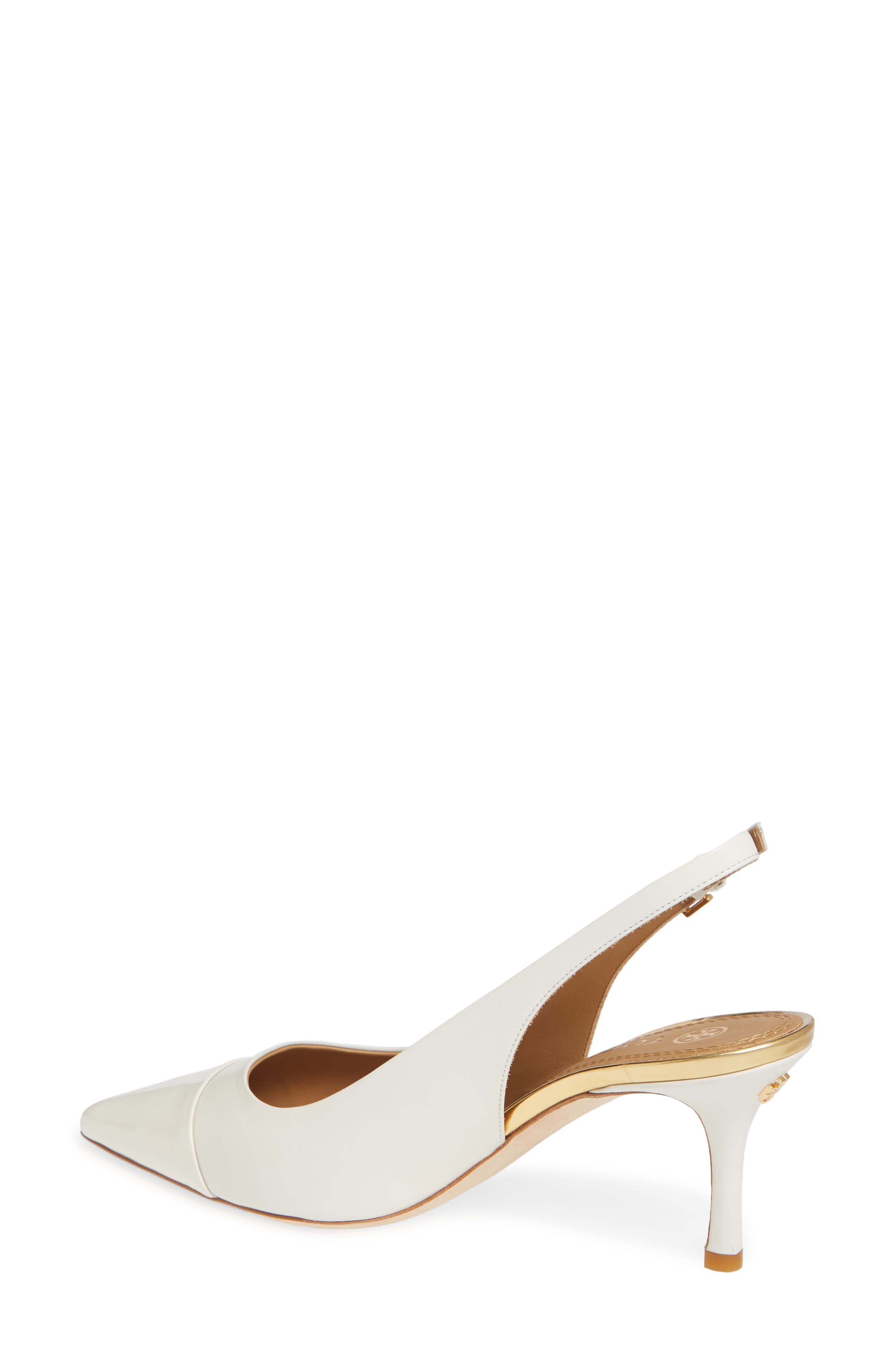 Penelope Cap Toe Slingback Pump, Alternate, color, NEW IVORY / NEW IVORY