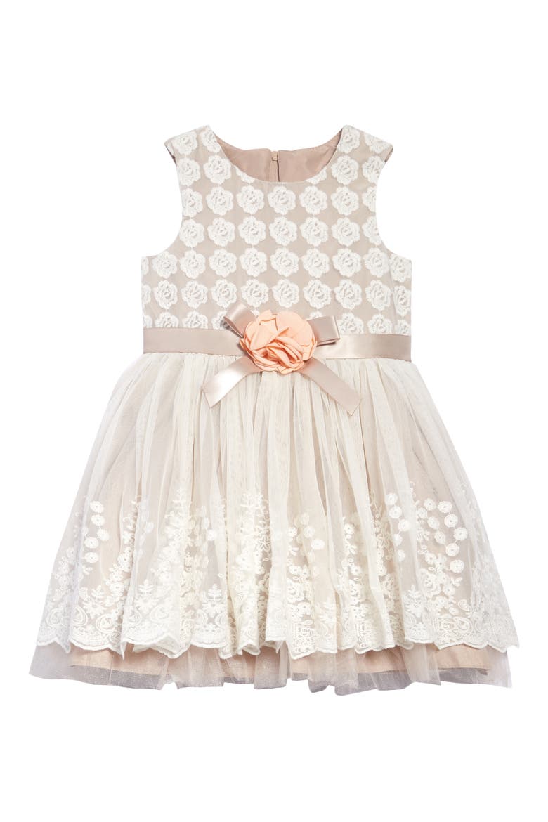 Iris & Ivy Kids' Embroidered Fit & Flare Dress, Main, color, IVORY