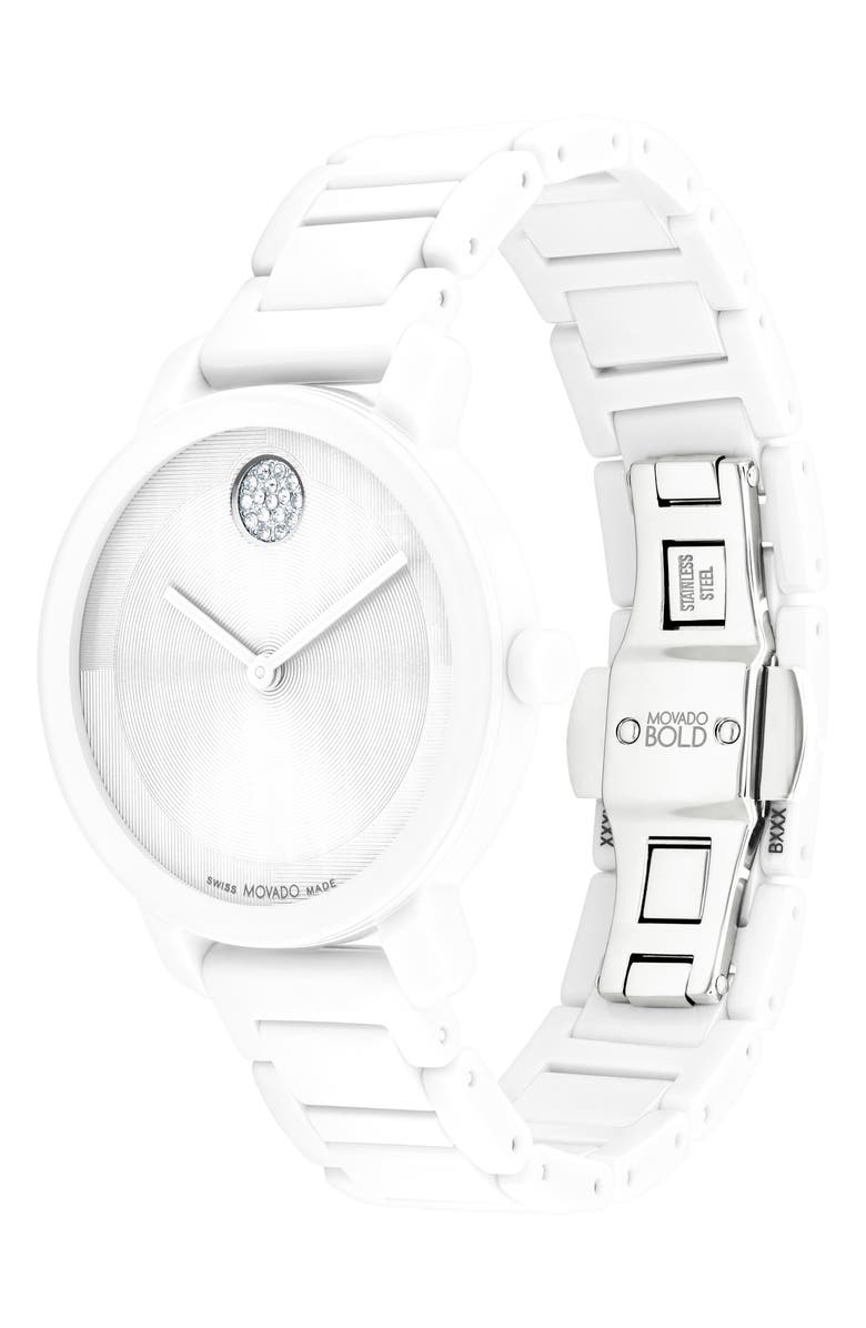 Movado Bold Evolution 2.0 Bracelet Watch, 34mm, Alternate, color, White