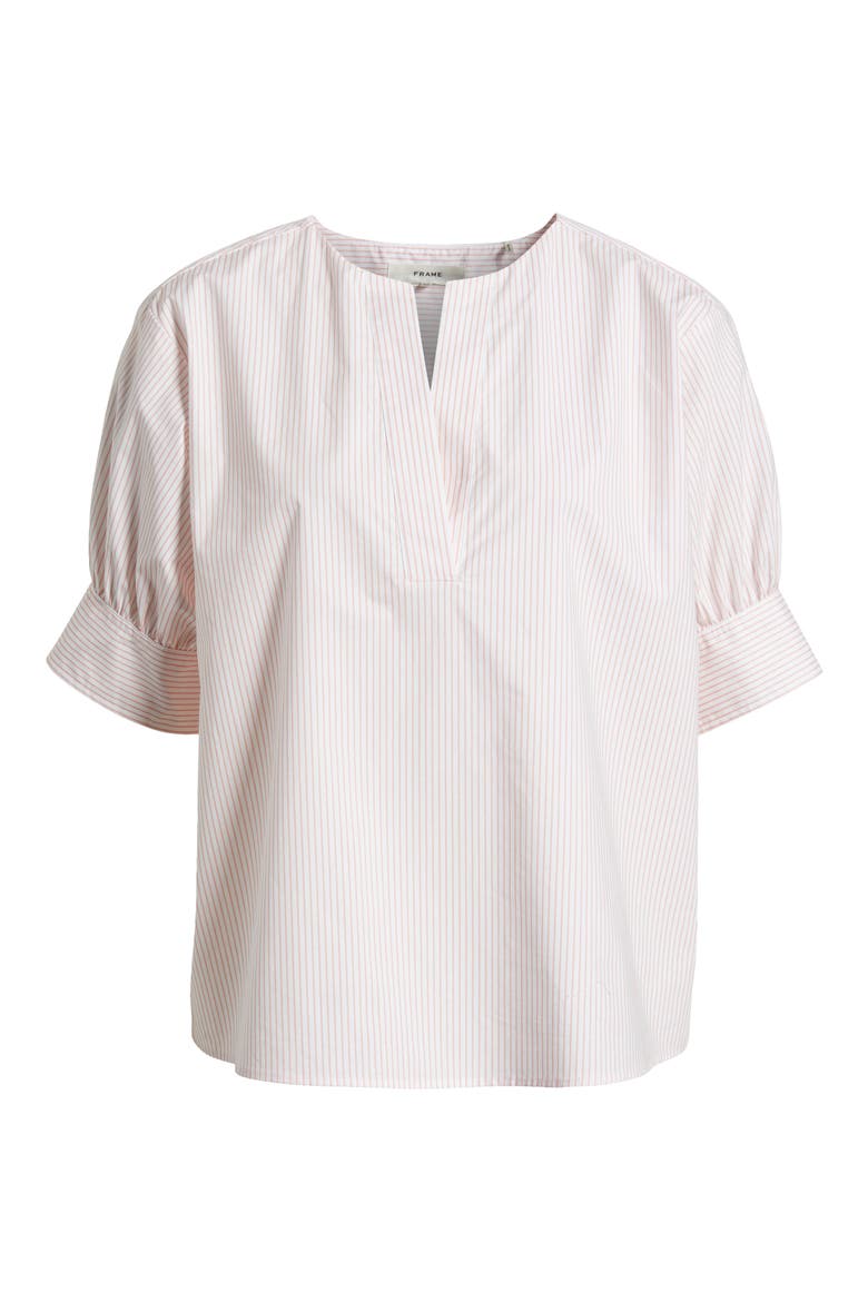 Stripe Split Neck Organic Cotton Popover Top, Alternate, color, AZALEA MULTI