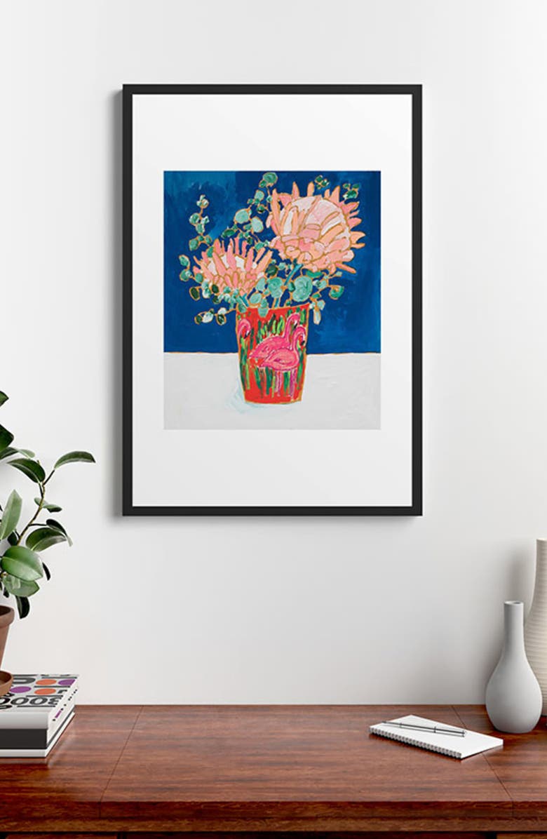 Deny Designs Protea in Enamel Flamingo Tumbler Framed Art Print, Alternate, color, Blue