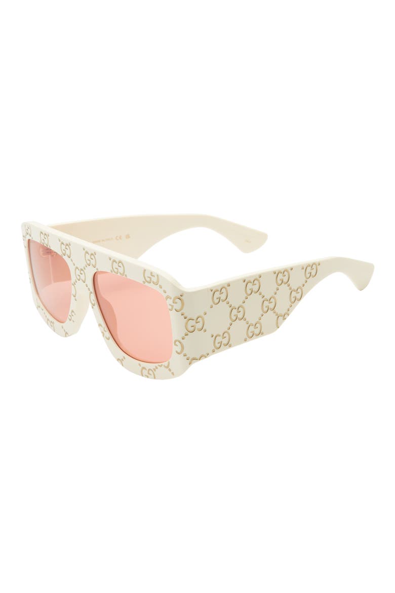 59mm Shield Wrap Sunglasses, Alternate, color, IVORY ORANGE
