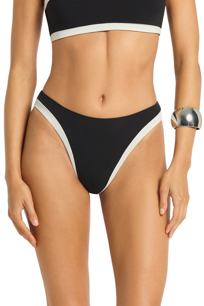 Fosca Reversible High Cut Bikini Briefs, Main, color, BLACK / COCONUT