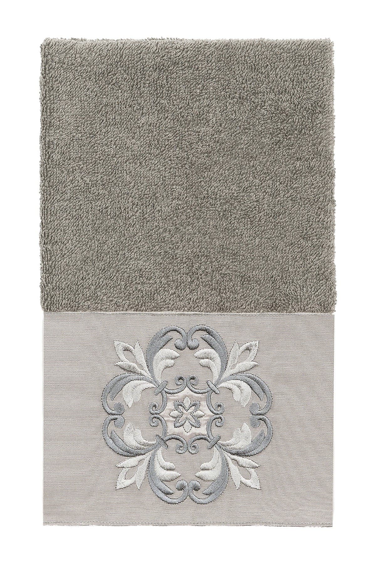 Linum Home Textiles Alyssa Embellished Hand Towel - Dark Gray
