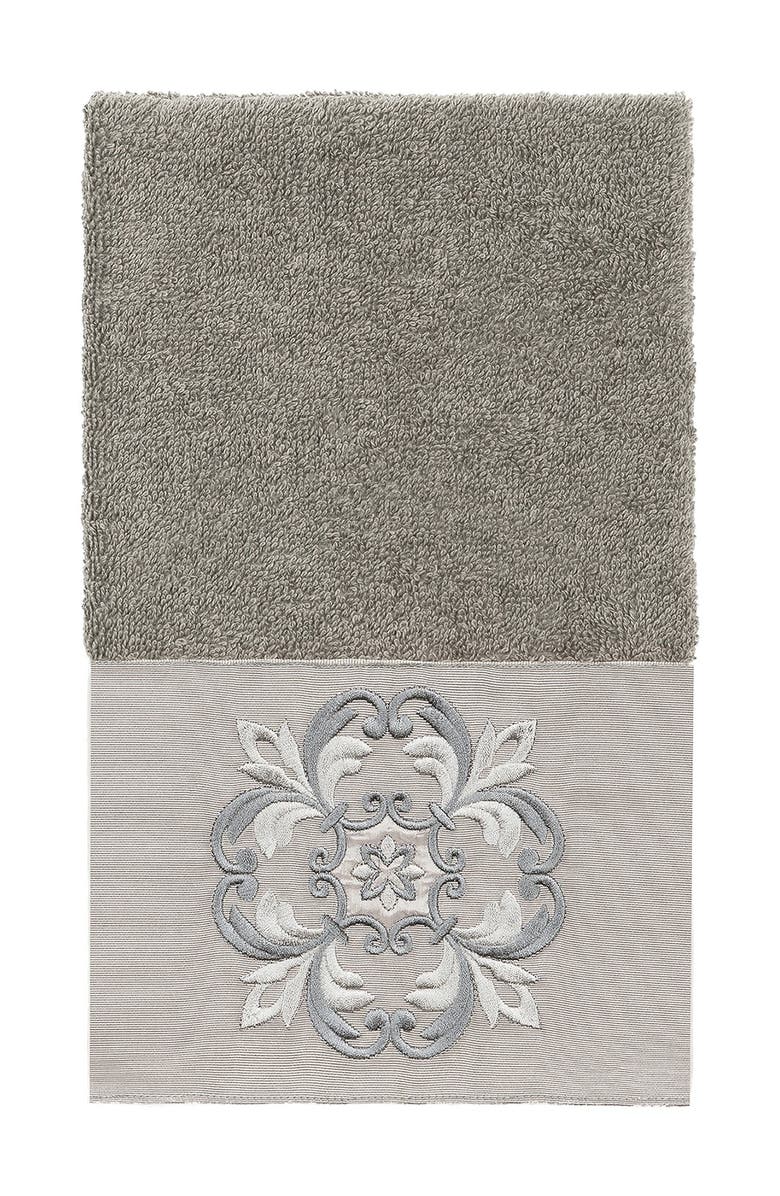 Linum Home Textiles Alyssa Embellished Hand Towel - Dark Gray, Main, color, Dark Gray