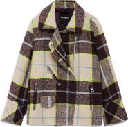 Desigual Check Plaid Short Overcoat