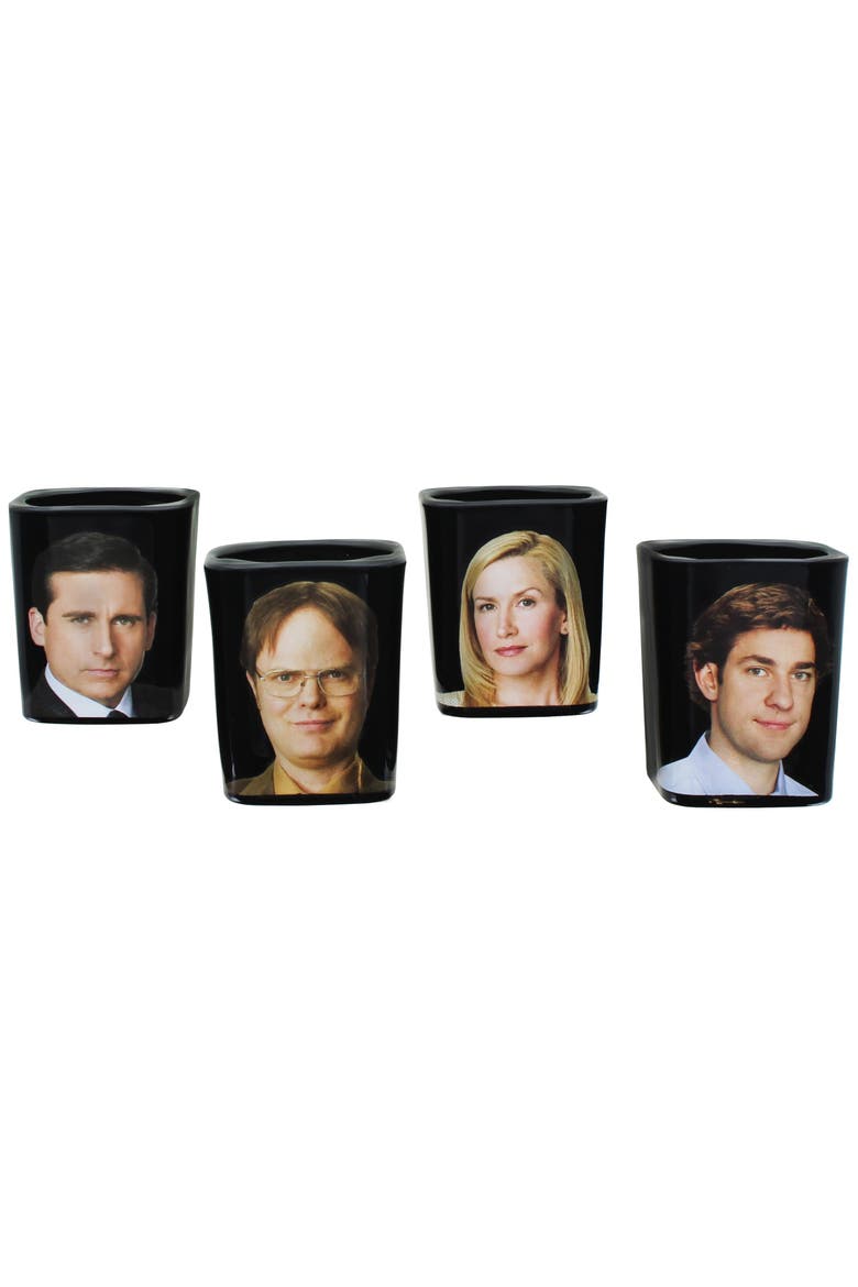 The Office Character Shot Glass Drinking Game | 2 Ounce Glasses | Set of 4, Alternate, color, Black