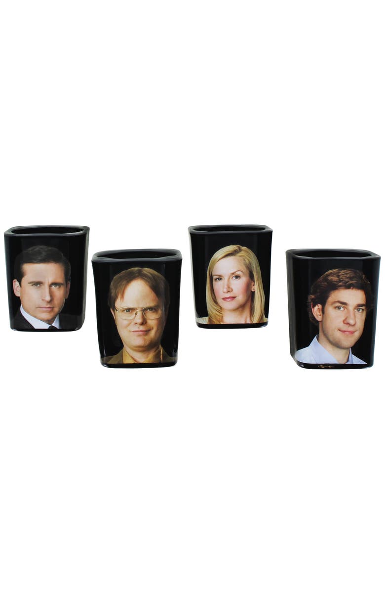 Just Funky The Office Character Shot Glass Drinking Game | 2 Ounce Glasses | Set of 4, Alternate, color, Black