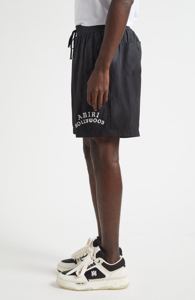 AMIRI Hollywood Silk Shorts, Alternate, color, Black