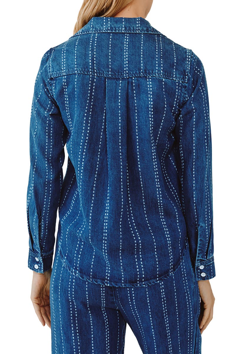 Bella Dahl Indigo Stripe Crop Tencel<sup>™</sup> Button-Up Shirt, Alternate, color, 