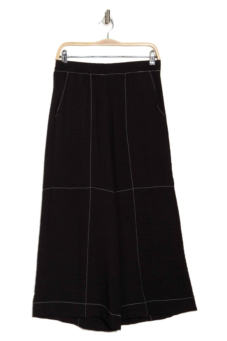 Crinkle Top Stitch Pants, Alternate, color, BLACK/ IVORY
