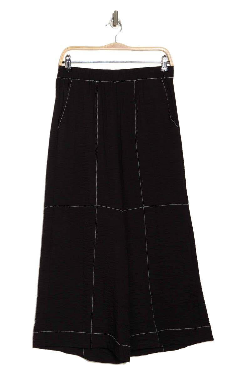 Adrianna Papell Crinkle Top Stitch Pants, Alternate, color, Black/ Ivory