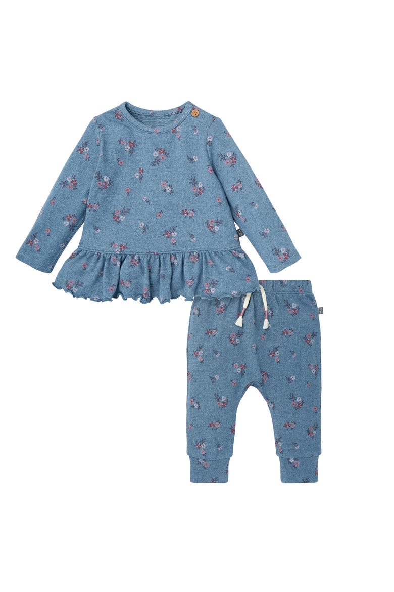 Peplum Top and Pants Set, Main, color, Blue Heather