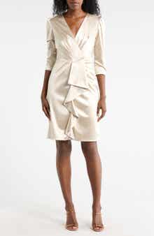 Julia Jordan Ruffle Front Satin Sheath Dress