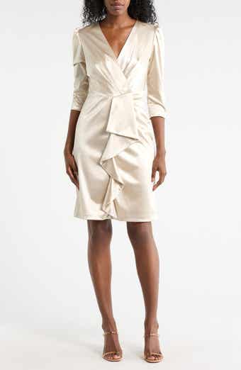 Julia Jordan Ruffle Front Satin Sheath Dress