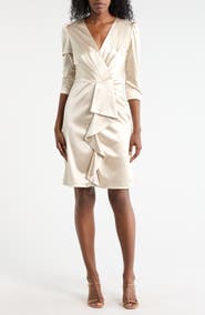 Julia Jordan Ruffle Front Satin Sheath Dress