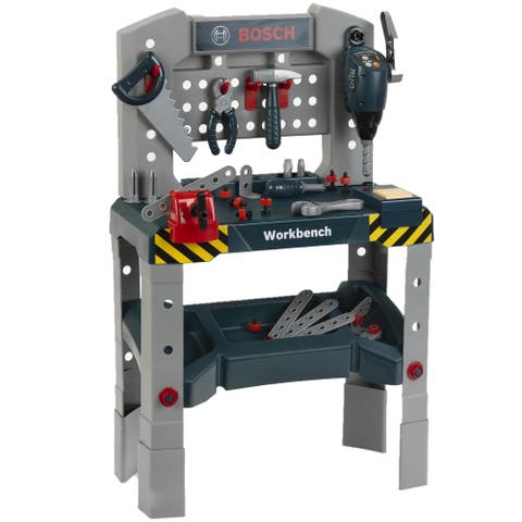 Bosch Adjustable Height Pretend Play Workbench 48 Pcs Tool Playset, Ages 3+