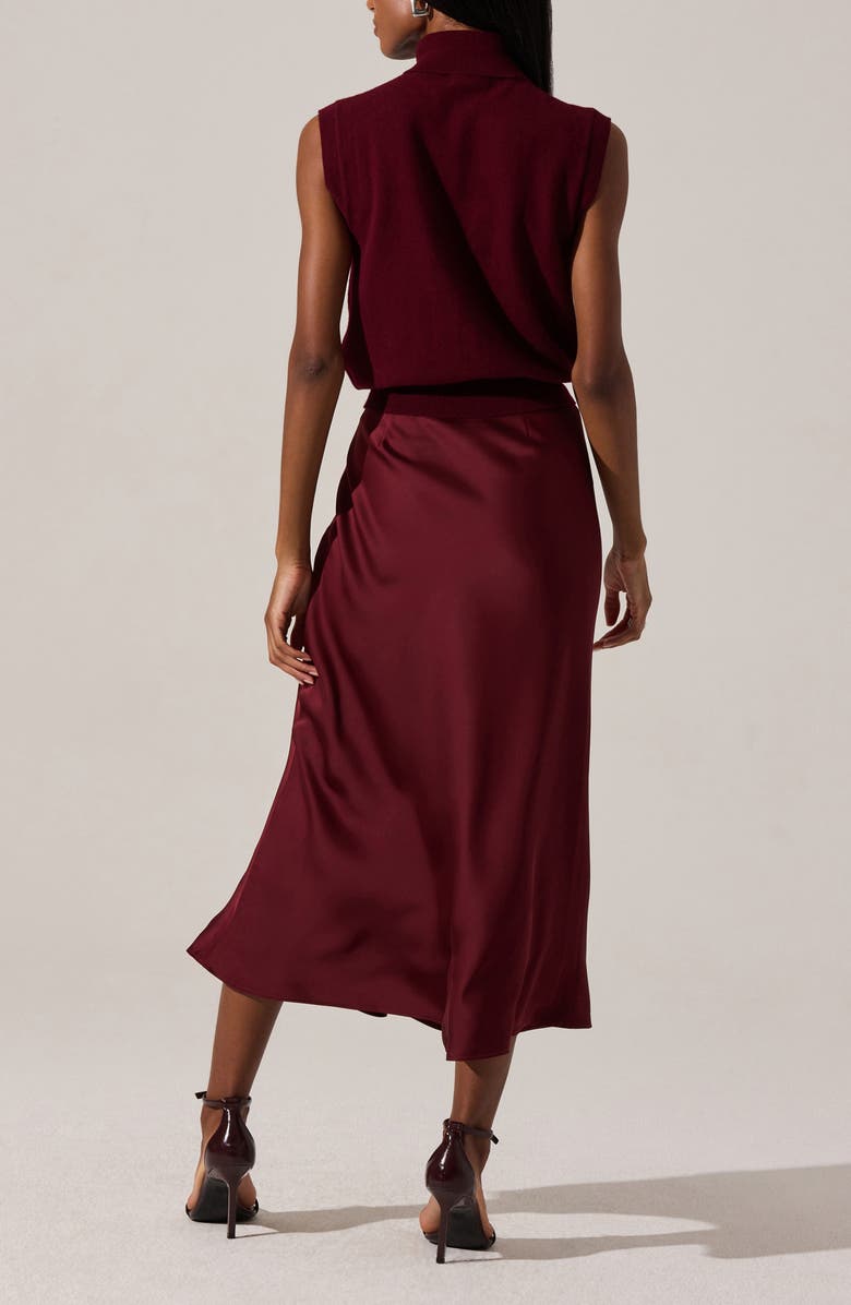 ASTR the Label Windey Satin Midi Skirt, Alternate, color, Wine