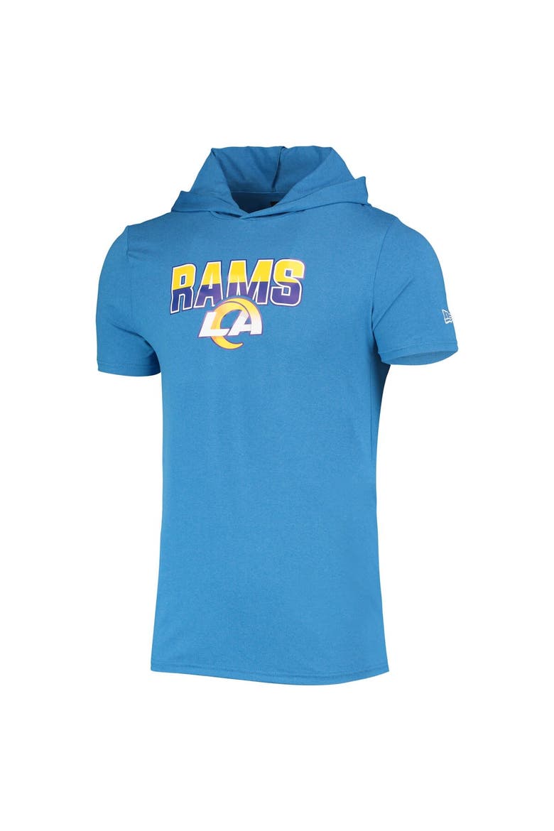 Men's New Era Heathered Blue Los Angeles Rams Team Brushed Hoodie T-Shirt, Alternate, color, Blue