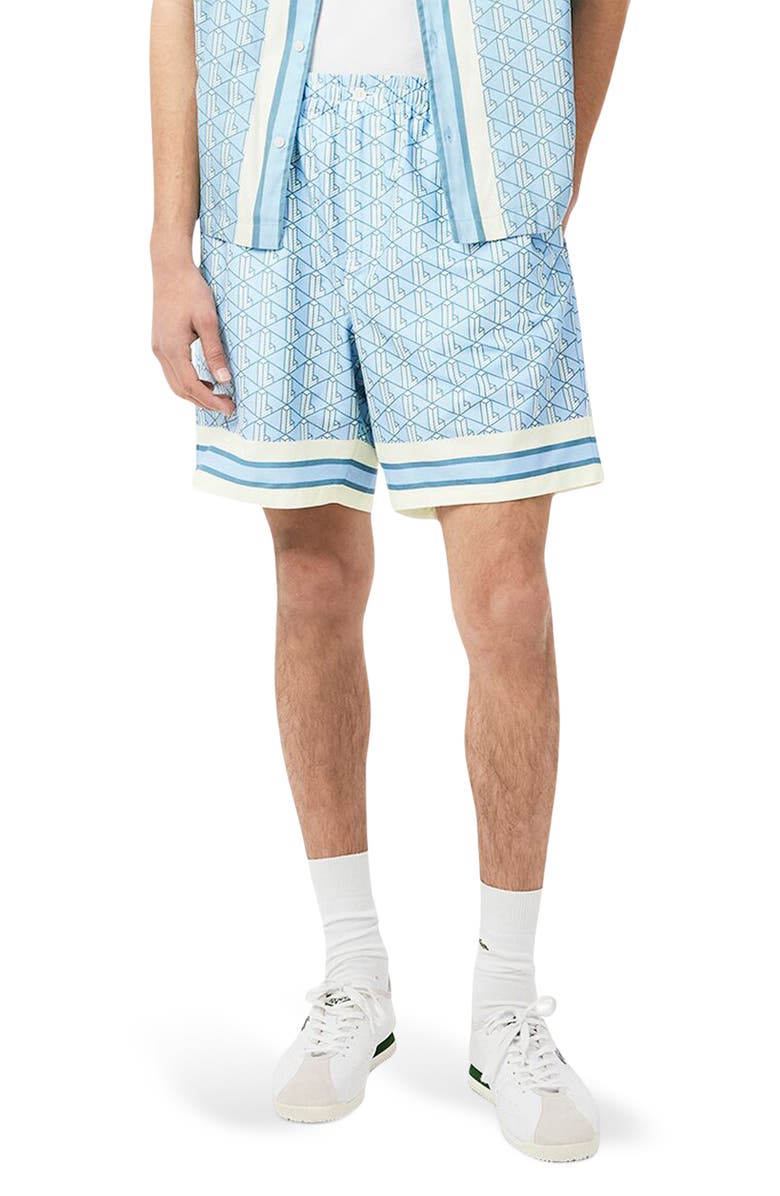 Lacoste Monogram Relaxed Fit Pull-On Shorts, Main, color, 