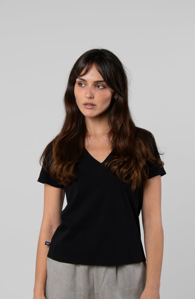 LEISURE LAB Supima V-Neck, Main, color, Black