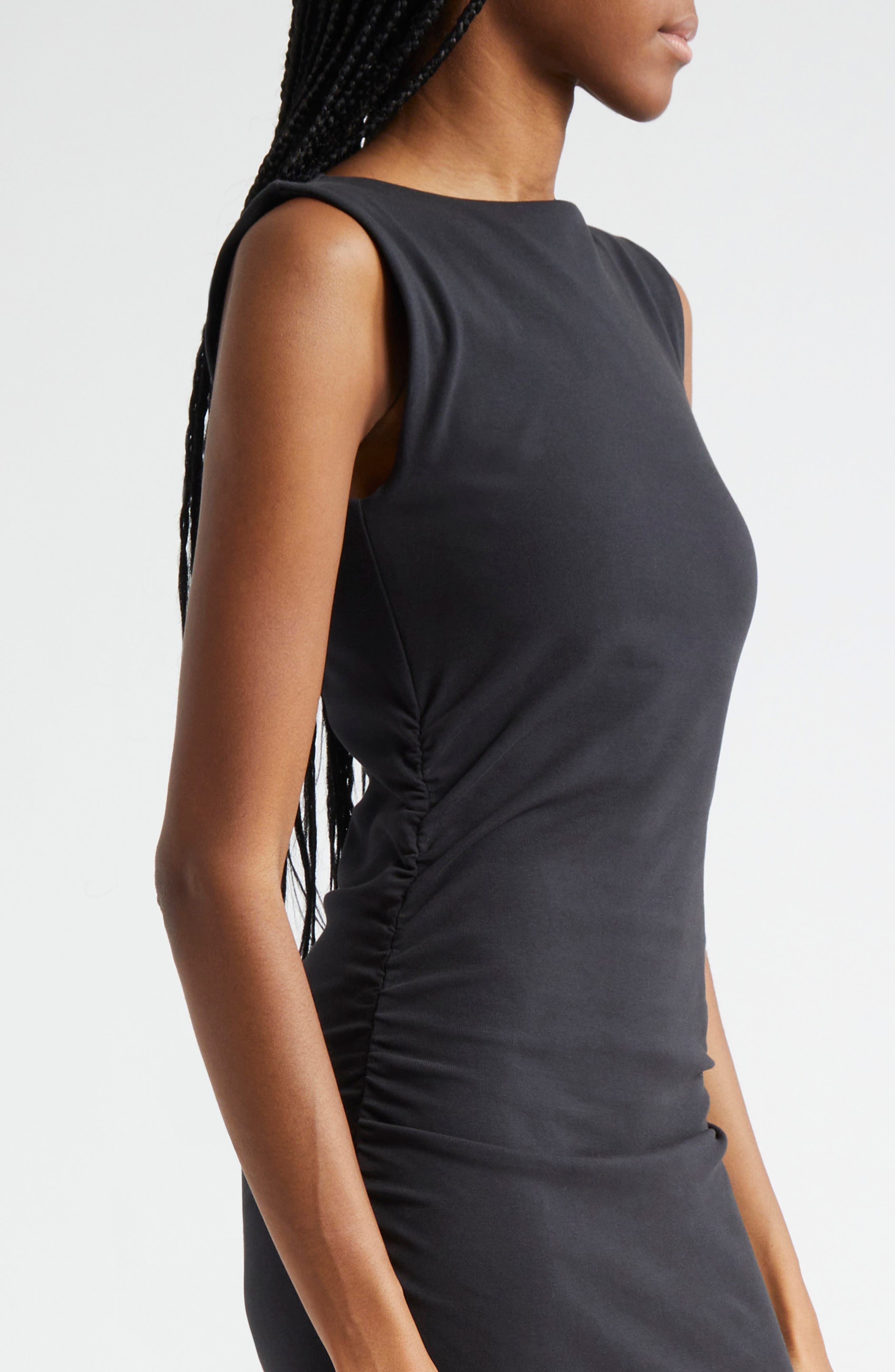 charissa stretch-cotton midi dress Charissa Boat Neck Midi Dress in Black