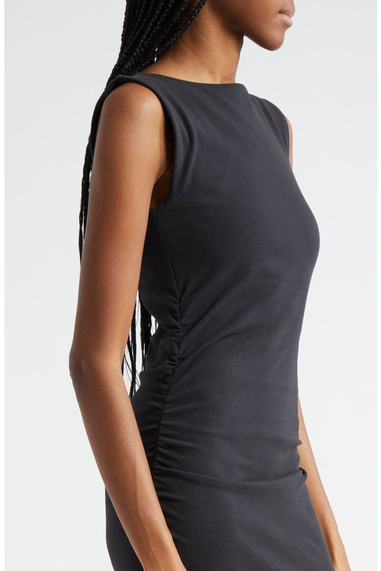 Charissa Sleeveless Stretch Cotton Midi Dress, Alternate, color, BLACK