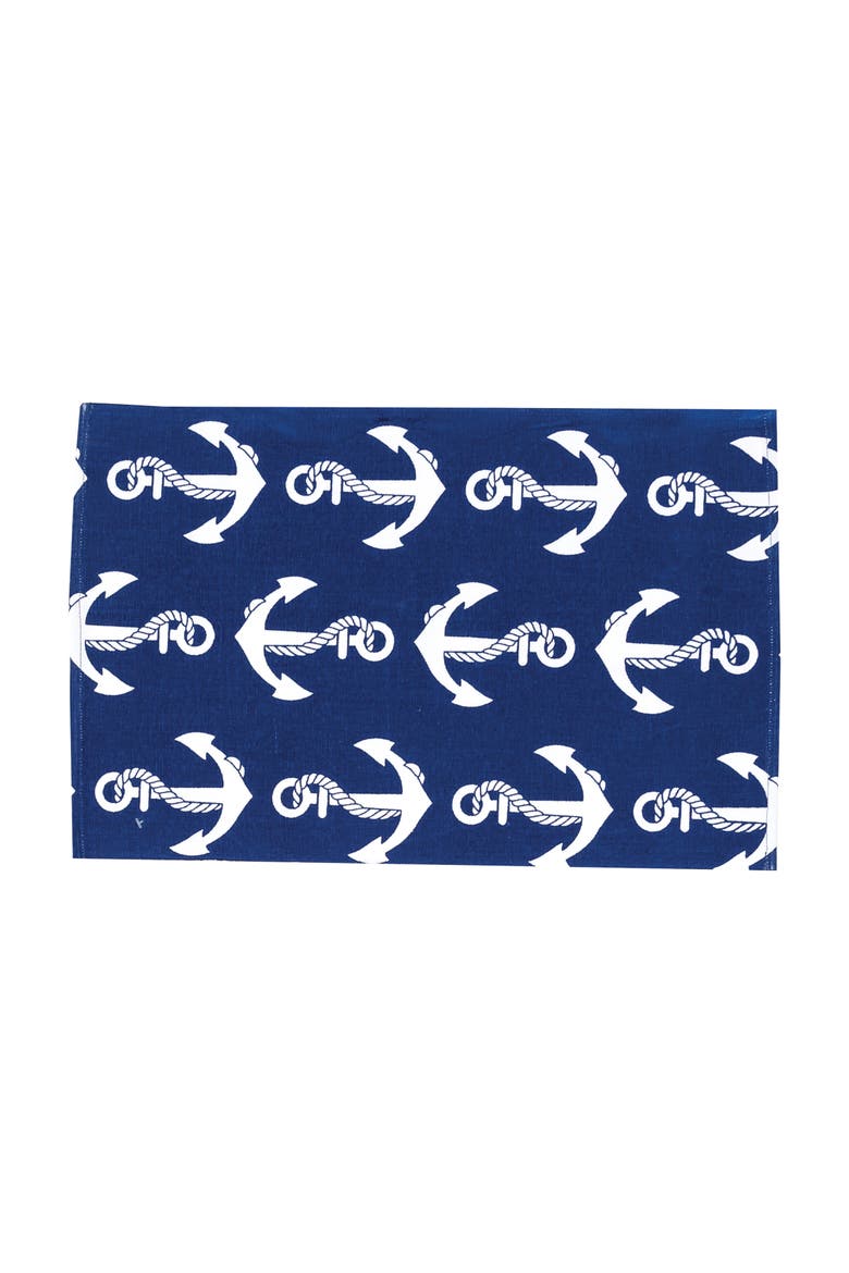 Beachy Anchor Cotton Placemats Set of 6, 13" x 19", Main, color, Blue