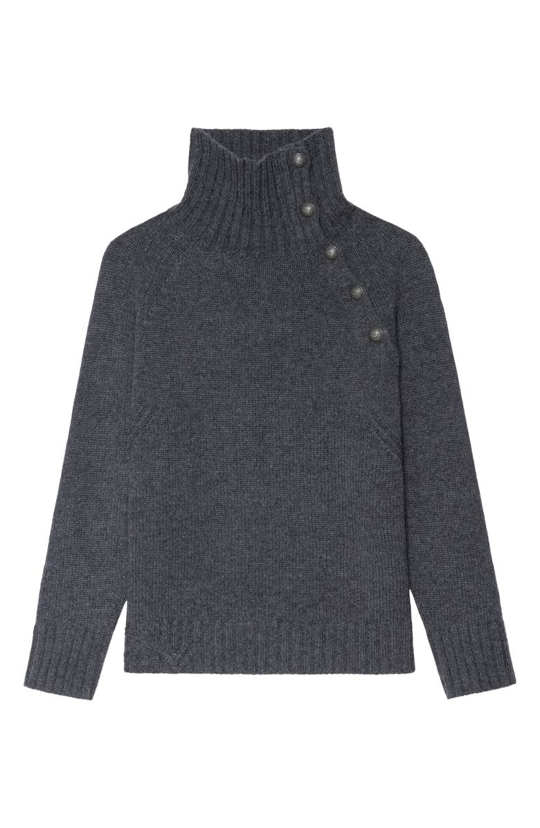 Zadig & Voltaire Mora Mock Neck Cashmere Sweater, Alternate, color, Anthracite