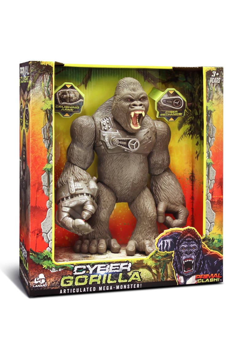 Primal Clash! 10 Inch Cyber Gorilla Mega Monster, Main, color, Brown