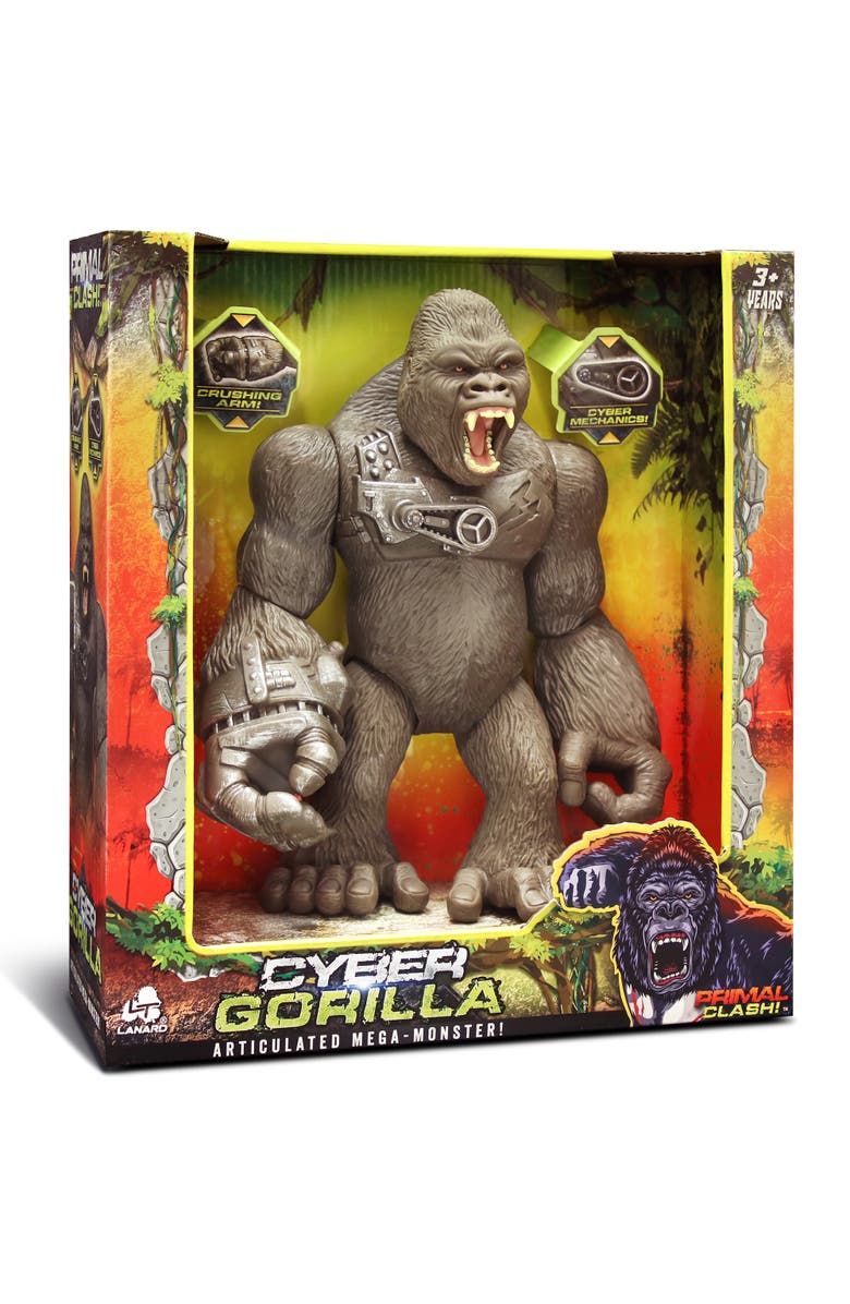 Lanard Primal Clash! 10 Inch Cyber Gorilla Mega Monster, Main, color, Brown