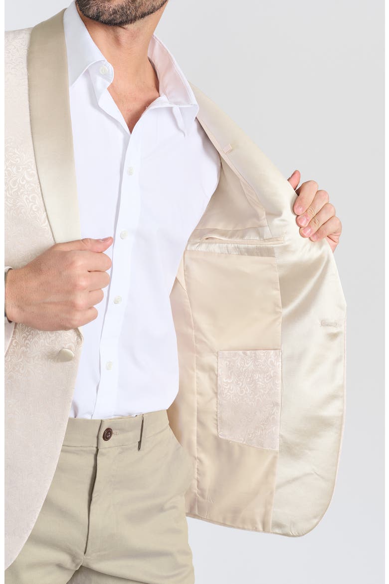 Dalston Cream Tonal Jacquard & Satin Dinner Jacket, Alternate, color, CREAM