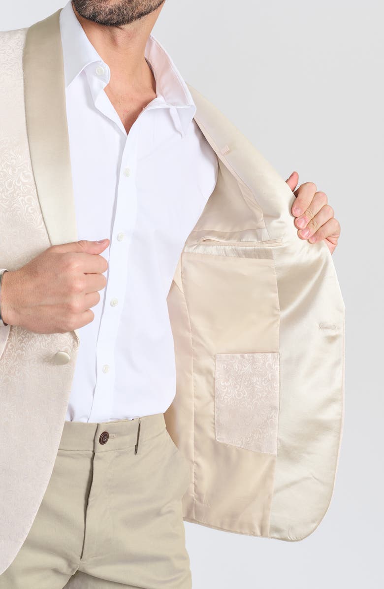 SAVILE ROW CO Dalston Cream Tonal Jacquard & Satin Dinner Jacket, Alternate, color, Cream