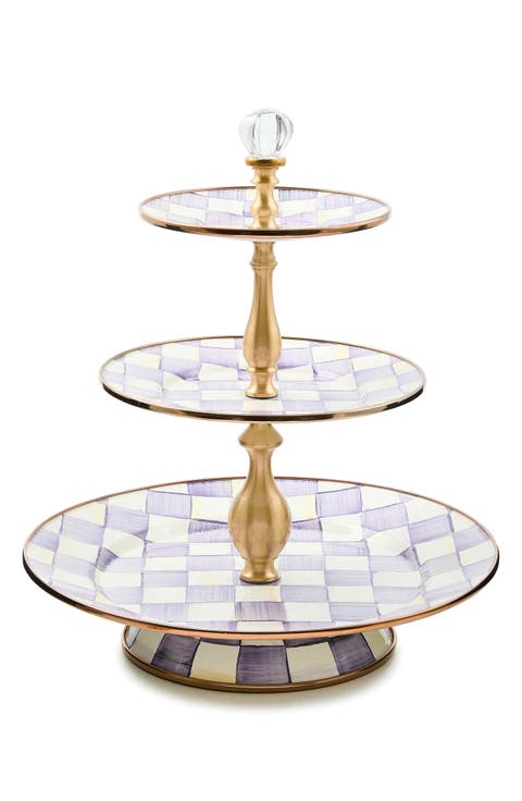 Violet Check Three Tier Sweet Stand