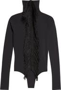 Alaïa Fringed Long Sleeve Funnel Neck Bodysuit