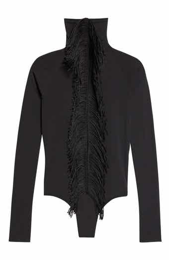 Fringed Long Sleeve Funnel Neck Bodysuit