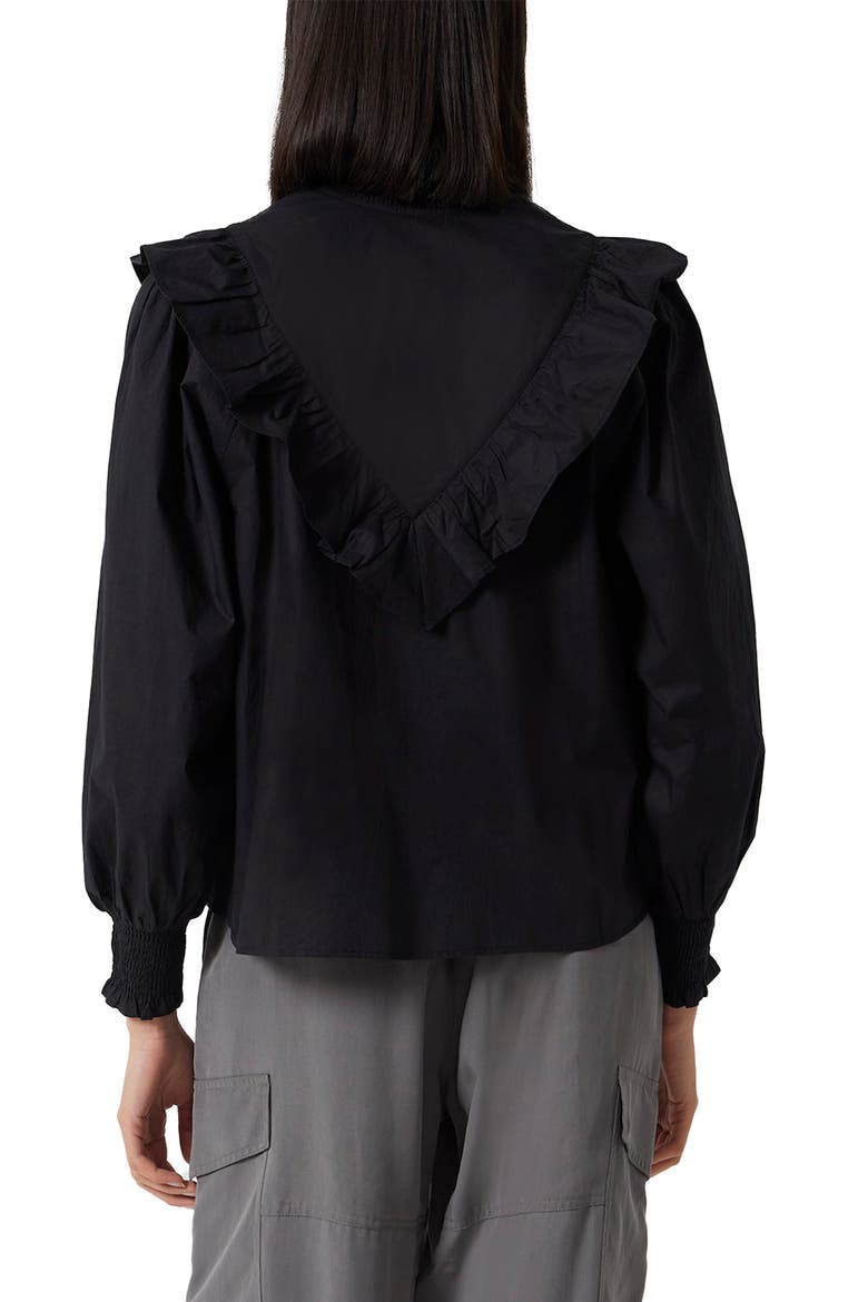 Ruffle Cotton Blouse, Alternate, color, BLACK